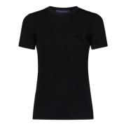 Ralph Lauren Svart Ribbstickad Silke T-shirt Black, Dam