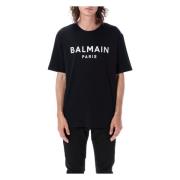 Balmain Logo T-shirt Nero Bianco Aw24 Black, Herr