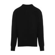 Rick Owens Svart Fiskare Ull Pullover Tröja Black, Herr