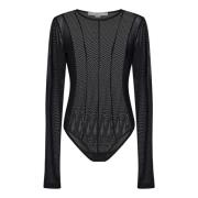 Remain Birger Christensen Svart Mesh Långärmad Topp Black, Dam