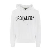 Dsquared2 Vit Huvtröja i Bomull White, Herr