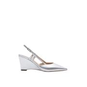 Parallele Silverläder Slingback Klackar Gray, Dam