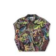 Motivi Tropiskt Tryck Cropped Blus med Fickor Multicolor, Dam