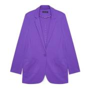 Fiorella Rubino Milano-Rib Blazer med En Knapp Purple, Dam