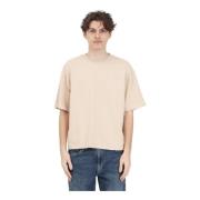 Garment Workshop Beige T-shirt med Sytt Logotyp Beige, Herr