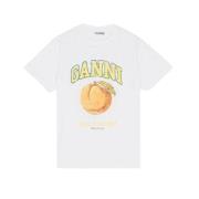 Ganni Peach Jersey Tee White, Dam