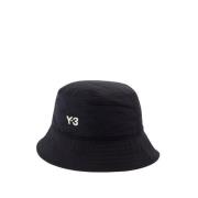 Y-3 Svart Syntetisk Bucket Hat med Läderfoder Black, Herr