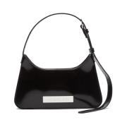 Acne Studios Svart Läder Crossbody Väska Micro Platt Black, Dam