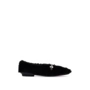 Salvatore Ferragamo Shearling Ballet Flats Black, Dam