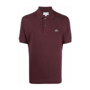 Lacoste Bordeaux Bomullspolotröja Logo Patch Red, Herr