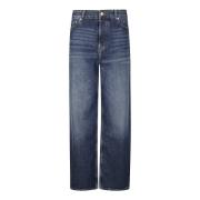 Ganni Wide Leg Rigid Denim Izey Jeans Blue, Dam