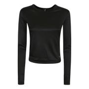 Anine Bing Svart Stretch Top med Logodetalj Black, Dam