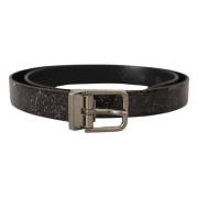 Dolce & Gabbana Lyxigt Grosgrainläderbälte med Metallspänne Black, Her...