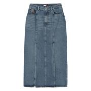 Tommy Hilfiger Blå Plisserad Midi Denimkjol Blue, Dam