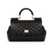 Dolce & Gabbana Svart Diamantquiltad Axelväska Black, Dam