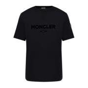 Moncler T-shirt med en sammet finish logo Black, Herr