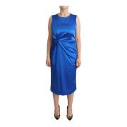 P.a.r.o.s.h. Blå Sheath Sleeveless Midi Klänning Blue, Dam