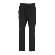 C.p. Company Svarta Slim-Fit Bomullbyxor med Elastisk Midja Black, Her...