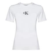 Calvin Klein Jeans Slim Monogram Logo T-shirt White, Dam