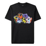 PS By Paul Smith Blommigt Motiv Svart T-shirt Black, Herr