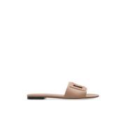 Dolce & Gabbana Läder Slides Beige, Dam