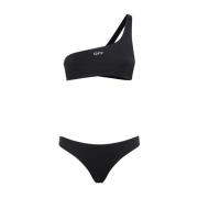 Off White Svart One Shoulder Bikini Badkläder Black, Dam