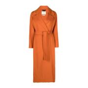 Paltò Orange Maxi Kappa med Bälte Orange, Dam