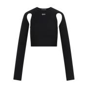 Off White Snygg Svart Crop Top Modern Tech Black, Dam