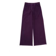 Aspesi Elegant Wide Leg Flared Trousers Purple, Dam