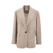 DES Phemmes Elegant Kristall Blazer Beige, Dam