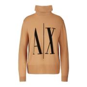 Armani Exchange Beige Ull Sweatshirt Aw24 Polo Hals Beige, Dam