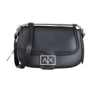 Armani Exchange Svart axelväska med metalllogo Black, Dam