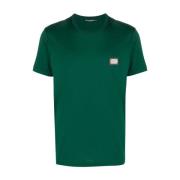 Dolce & Gabbana Avslappnad Bomull T-shirt med Unik Design Green, Herr