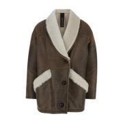 Blancha Shearling Trim Läderjacka Brun Brown, Dam