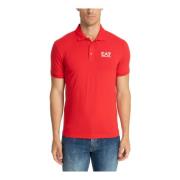 Emporio Armani EA7 Mönstrad Polo Shirt med Logodetalj Red, Herr