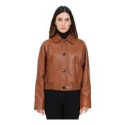 Max Mara Läder Brun Muscari Jacka Brown, Dam