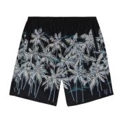 Palm Angels Svart Palm Print Badkläder Ss22 Black, Herr