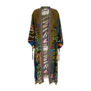 Anjuna Blommig Kimono Klänning Grön Multicolor, Dam