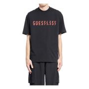 44 Label Group Svart Rund Hals Tee med Gästlista Print Black, Herr