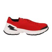 Neil Barrett Röda Bolt Sneakers i Tekniskt Tyg Red, Herr