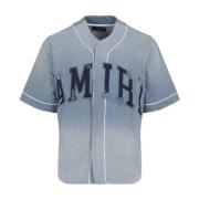 Amiri Indigo Sunfaded Baseball Skjorta Blue, Herr