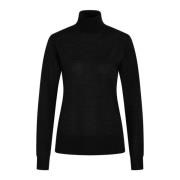 Bruuns Bazaar Svart Ribbad Stickad Tröja Charlenebbroll Neck Black, Da...