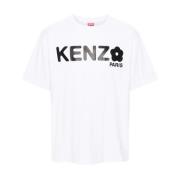 Kenzo Ekologisk bomullst-shirt med Boke Flower-tryck White, Herr