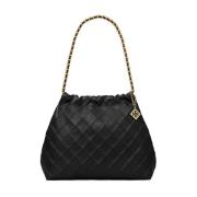 Tory Burch Svart Läder Dragsko Väska Black, Dam