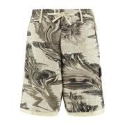 Stone Island Grön Linne Bermuda Shorts Ss22 Multicolor, Herr