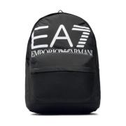 Emporio Armani EA7 Svart/Vit Logoryggsäck Black, Unisex