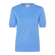 Saint Tropez Milasz Ss Pullover Stickad Blue, Dam