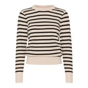 Saint Tropez Randig Pullover Tröja Svart Beige, Dam