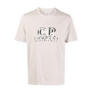 C.p. Company Logo Patch Print T-Shirt Beige, Herr