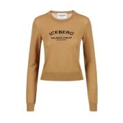 Iceberg Logo Crew-neck Ulltröja Beige, Dam